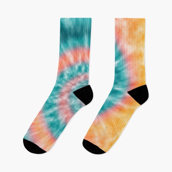Artikelvorschau, Seidiges, glattes, großes Batikdesign, Aqua, Blaugrün, Orange, Gelb, Sonnenaufgang über den Ozeanfarben entworfen und verkauft von Orianah.