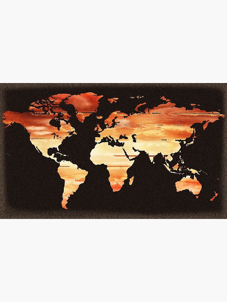 "Colorful Map Of The World Vivid Watercolor On Dark Background XXXIX ...