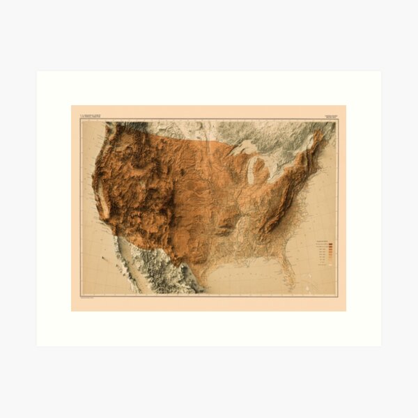 Item preview, 1911 Relief Map of the United States 3D digitally-rendered Option 2 designed and sold by ThinkAboutMaps.