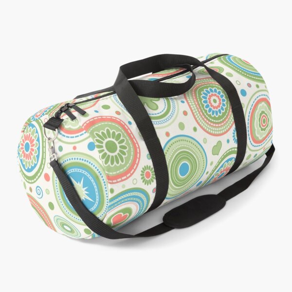 Item preview, Mid Century Modern Circle Pattern // Retro MCM Geometric Flowers, Hearts, Ovals, Dots // Cream, Green, Salmon (Coral), Deep Sky Blue designed and sold by Elsy's Art.