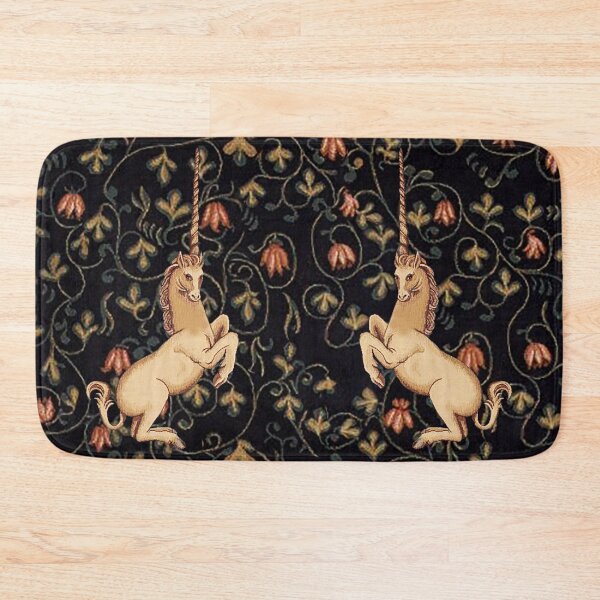 Item preview, Medieval Unicorns Midnight Floral Tapestry designed and sold by Epitome Girl.