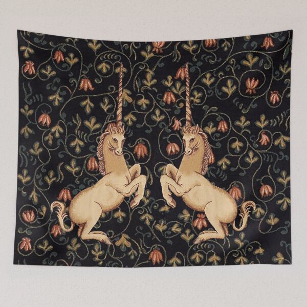 Item preview, Medieval Unicorns Midnight Floral Tapestry designed and sold by Epitome Girl.