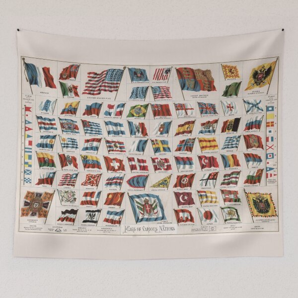Item preview, Flags of various nations in 1892, from the Library Atlas of Modern Geography designed and sold by vintagemapstore.
