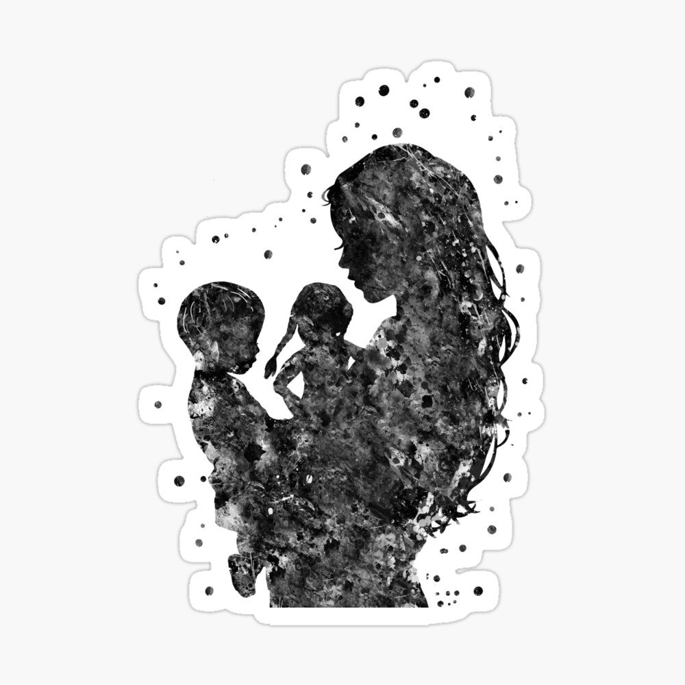 Mother with son and daughter | Art Board Print