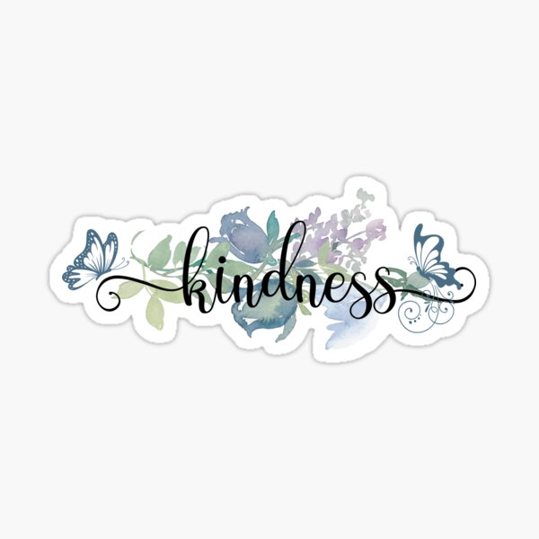 Kindness with bluebells and butterflies in watercolor Sticker