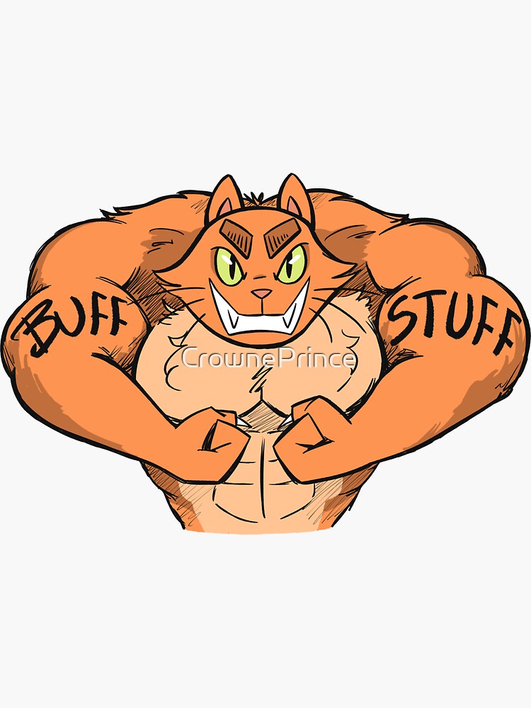 Thumbnail 3 of 3, Sticker, Buff Stuff Cat designed and sold by CrownePrince.
