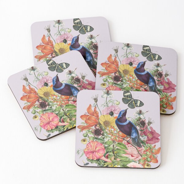 Item preview, Romantic Flora with Cotinga Cordon-Bleu Bird in Lilac designed and sold by Trish Dish.