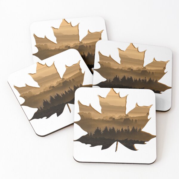 Item preview, Maple leaf, silhouette, landscape, foggy forest designed and sold by zaysa.