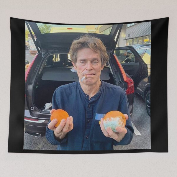 Item preview, willem dafoe holding 2 moldy oranges designed and sold by PigSucculent.