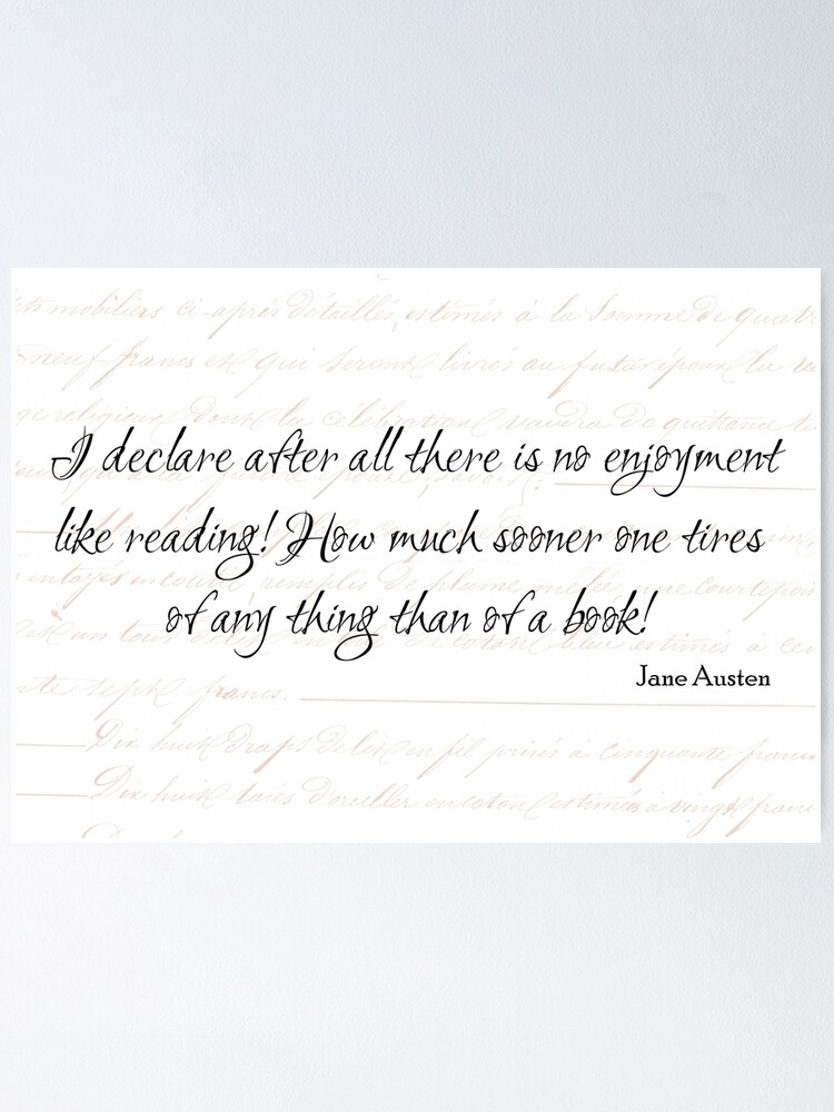 Poster Jane Austen Citation Pas De Plaisir Comme La Lecture Par Littlevixen Redbubble