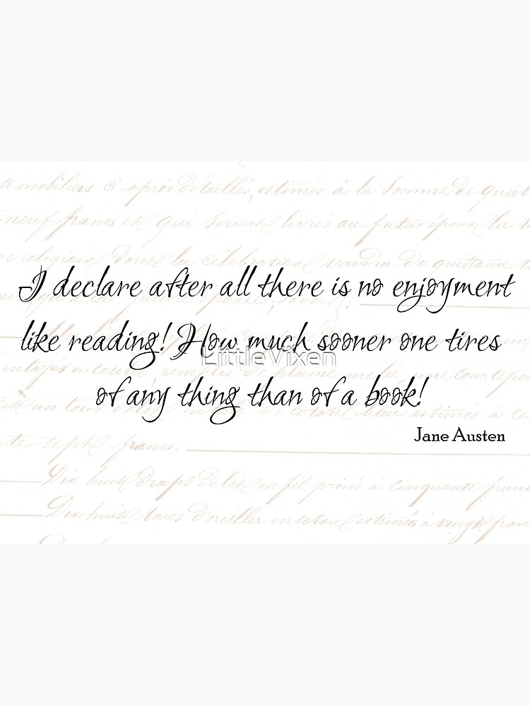 Jane Austen Quote No Enjoyment Like Reading Art Board Print By Littlevixen Redbubble