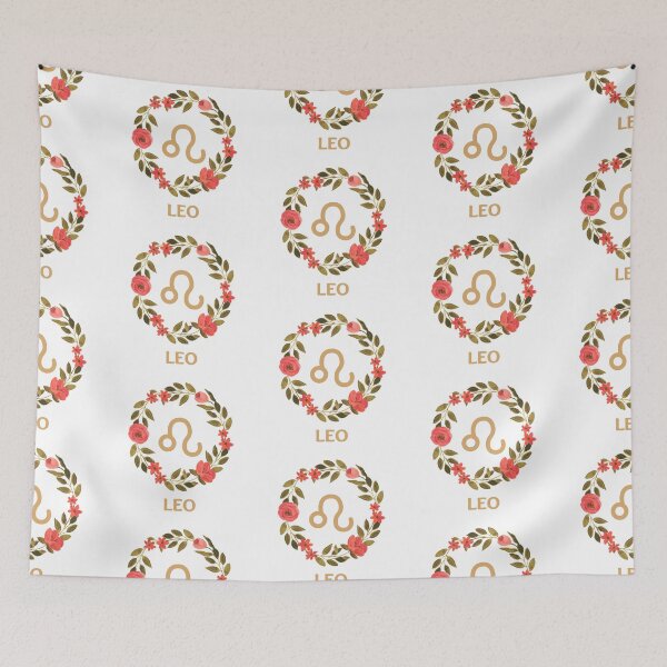 Item preview, Leo Symbol with Floral Wreath designed and sold by Hellofriendco.