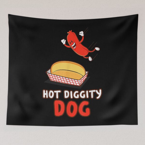 Item preview, Funny Hot Dog T-shirt, Hot Diggity Dog, BBQ, Cartoon Weiner designed and sold by AnthonyKwan.