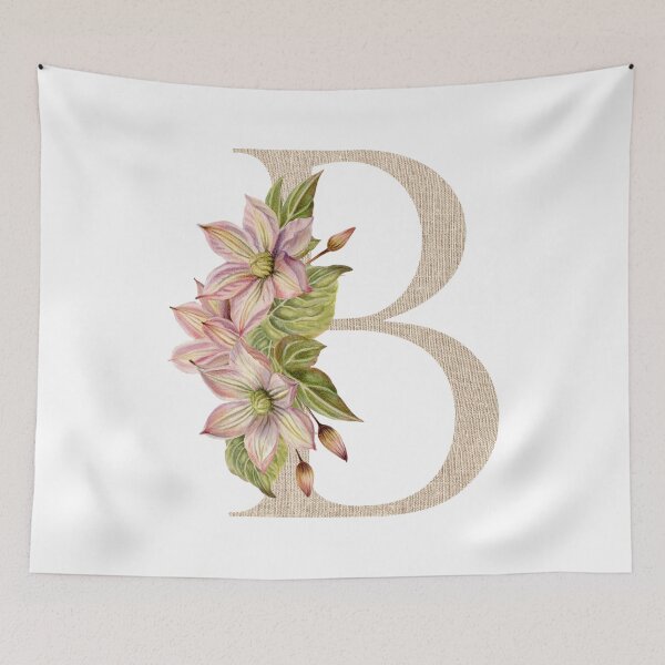 Item preview, Vintage Beige Letter B With Abstract Flowers and Leaves. Floral Letter B designed and sold by silviaol.