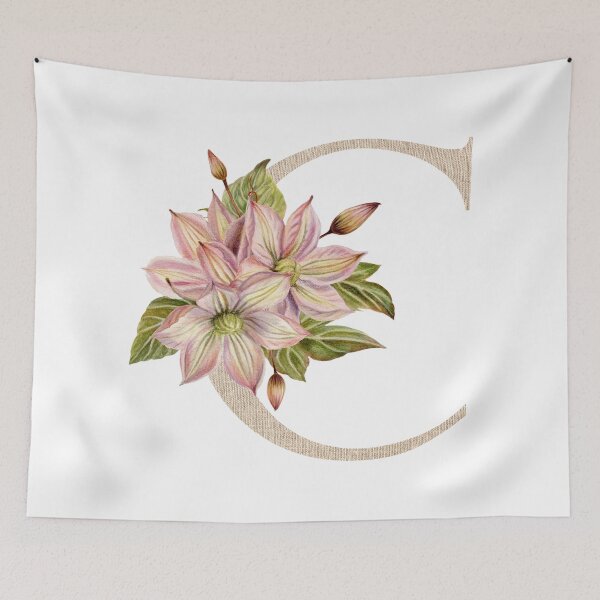 Item preview, Vintage Beige Letter C With Abstract Flowers and Leaves. Floral Letter C designed and sold by silviaol.