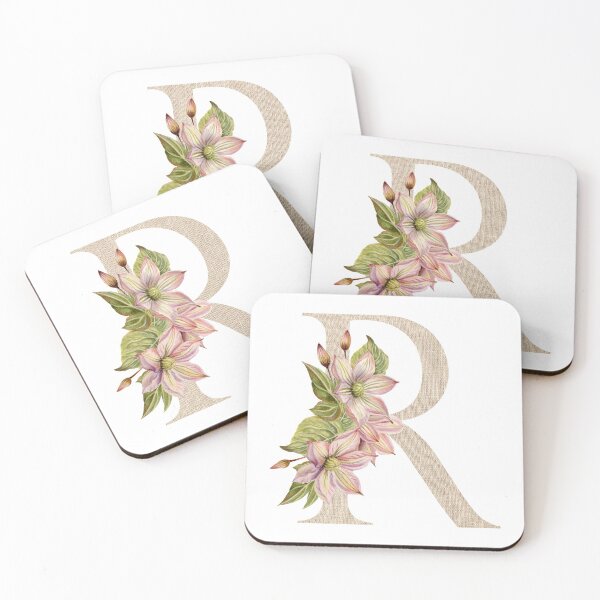Item preview, Vintage Beige Letter R With Abstract Flowers and Leaves. Floral Letter R designed and sold by silviaol.