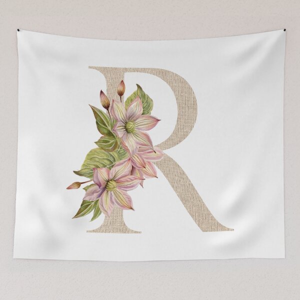 Item preview, Vintage Beige Letter R With Abstract Flowers and Leaves. Floral Letter R designed and sold by silviaol.