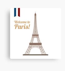 Paris Travel. Famous Place - Eiffel Tower. Welcome to Paris. Canvas Print