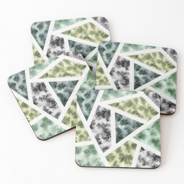Item preview, Geometric Watercolor Mosaic - greens designed and sold by srsig designs.