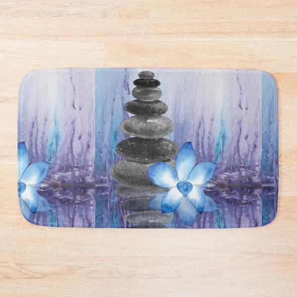 Item preview, Relaxing Zen Rocks Calm Peaceful Cairn With Flower Meditation Spa Collection Watercolor I designed and sold by Irina Sztukowski.