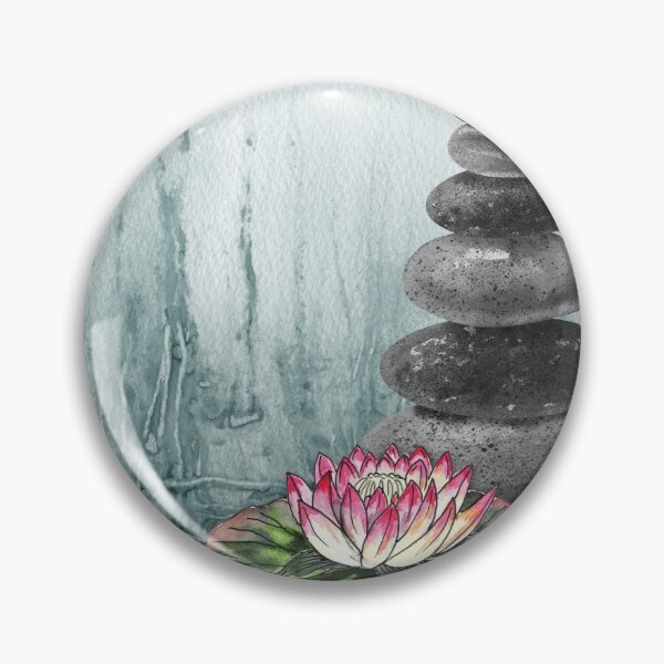 Item preview, Relaxing Zen Rocks Calm Peaceful Cairn With Flower Meditation Spa Collection Watercolor II designed and sold by Irina Sztukowski.