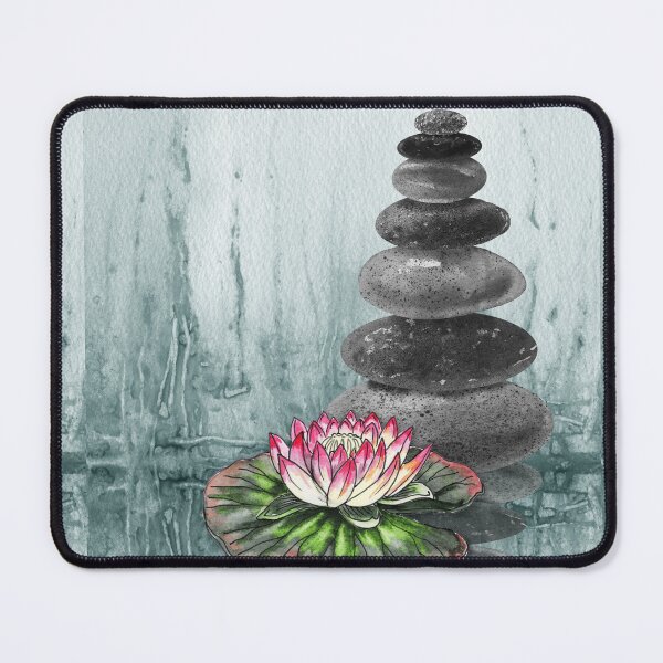 Item preview, Relaxing Zen Rocks Calm Peaceful Cairn With Flower Meditation Spa Collection Watercolor II designed and sold by Irina Sztukowski.