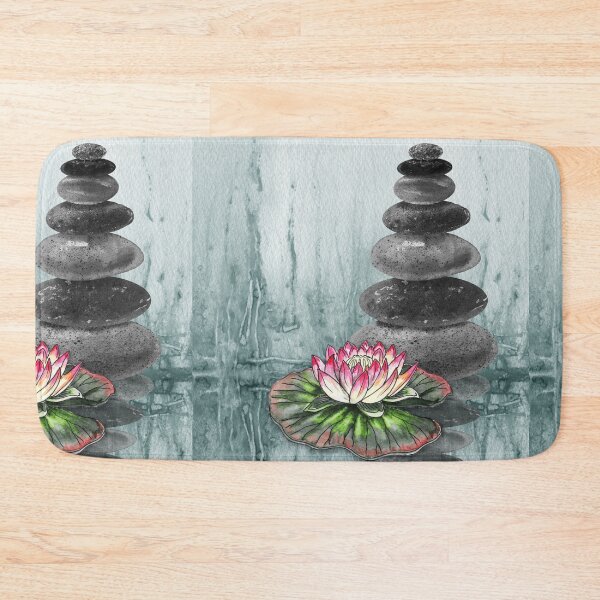 Item preview, Relaxing Zen Rocks Calm Peaceful Cairn With Flower Meditation Spa Collection Watercolor II designed and sold by Irina Sztukowski.