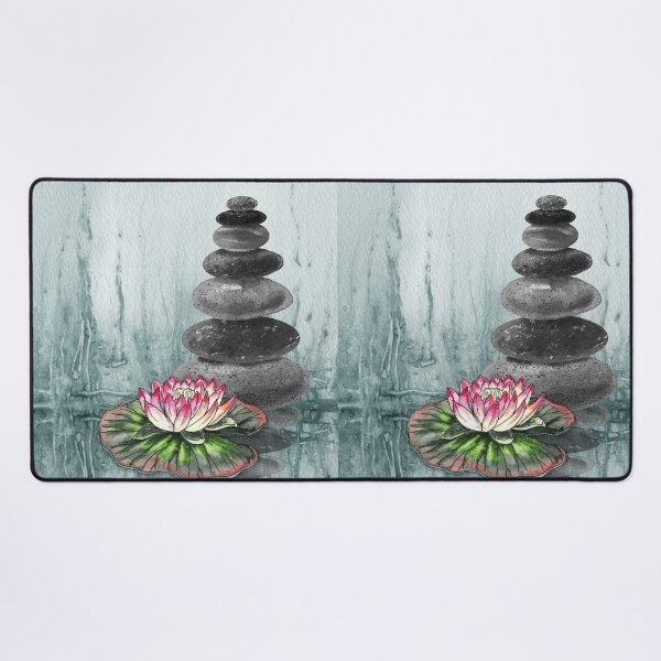 Item preview, Relaxing Zen Rocks Calm Peaceful Cairn With Flower Meditation Spa Collection Watercolor II designed and sold by Irina Sztukowski.