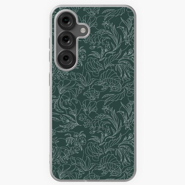 Item preview, Hidden Dinosaurs - Floral Pattern - Teal and Silver designed and sold by tanimator.
