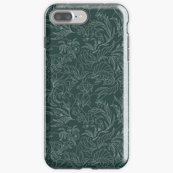Item preview, Hidden Dinosaurs - Floral Pattern - Teal and Silver designed and sold by tanimator.