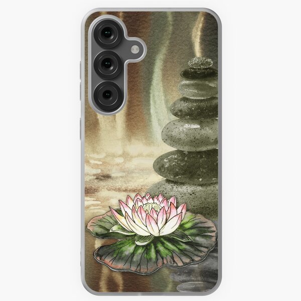 Item preview, Relaxing Zen Rocks Calm Peaceful Cairn With Flower Meditation Spa Collection Watercolor III designed and sold by Irina Sztukowski.