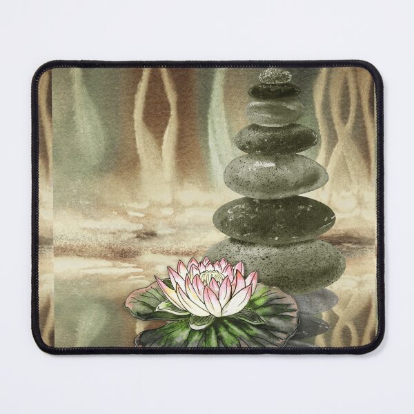 Item preview, Relaxing Zen Rocks Calm Peaceful Cairn With Flower Meditation Spa Collection Watercolor III designed and sold by Irina Sztukowski.