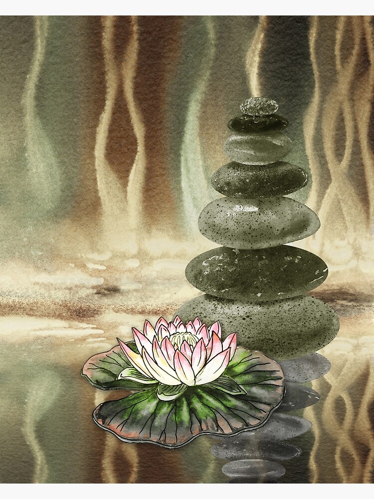 Zen / spa stones with flowers Poster