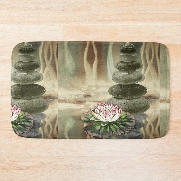 Item preview, Relaxing Zen Rocks Calm Peaceful Cairn With Flower Meditation Spa Collection Watercolor III designed and sold by Irina Sztukowski.