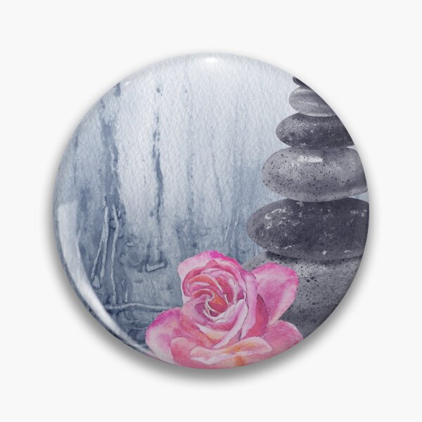 Item preview, Relaxing Zen Rocks Calm Peaceful Cairn With Flower Meditation Spa Collection Watercolor IV designed and sold by Irina Sztukowski.