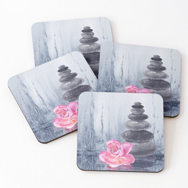 Item preview, Relaxing Zen Rocks Calm Peaceful Cairn With Flower Meditation Spa Collection Watercolor IV designed and sold by Irina Sztukowski.