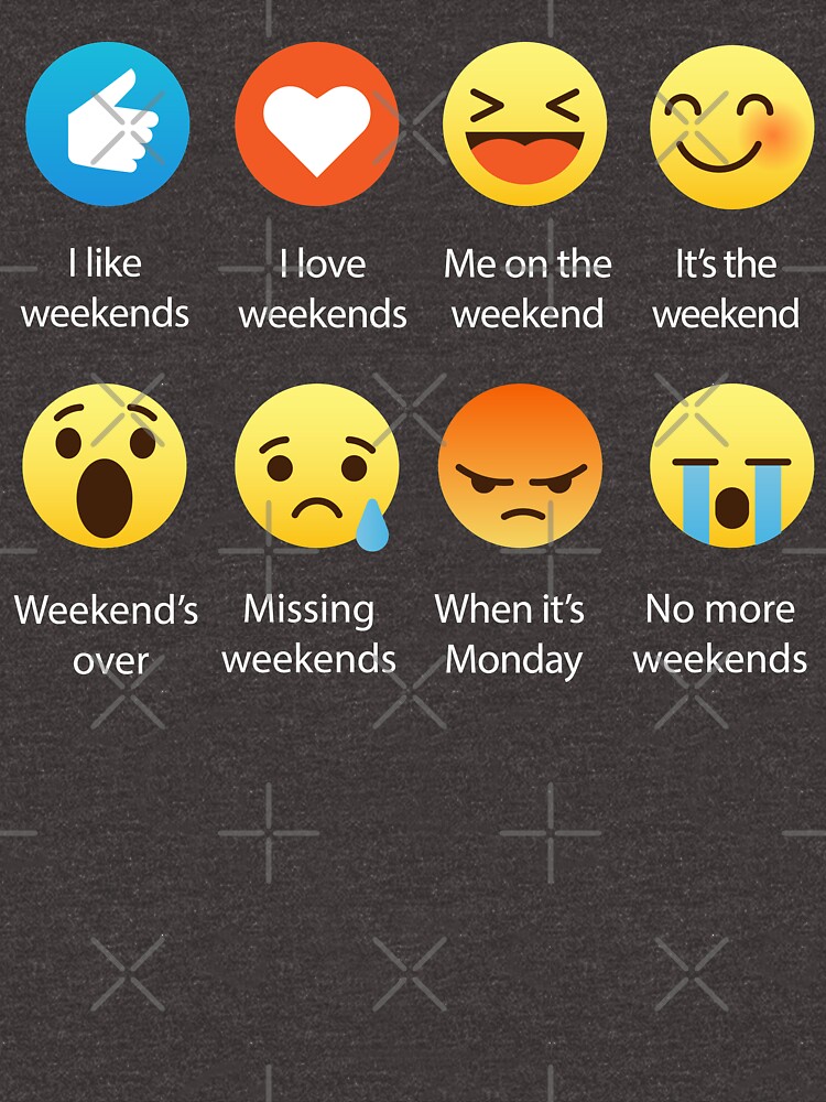 "I Like Weekends, I love Weekends Emoji Emoticon Graphic Tee Shirt" T