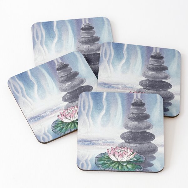 Item preview, Relaxing Zen Rocks Calm Peaceful Cairn With Flower Meditation Spa Collection Watercolor VI designed and sold by Irina Sztukowski.