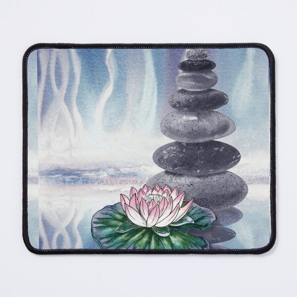 Item preview, Relaxing Zen Rocks Calm Peaceful Cairn With Flower Meditation Spa Collection Watercolor VI designed and sold by Irina Sztukowski.