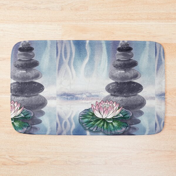 Item preview, Relaxing Zen Rocks Calm Peaceful Cairn With Flower Meditation Spa Collection Watercolor VI designed and sold by Irina Sztukowski.