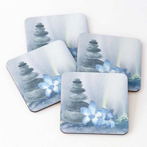 Item preview, Relaxing Zen Rocks Calm Peaceful Cairn With Flower Meditation Spa Collection Watercolor VII designed and sold by Irina Sztukowski.