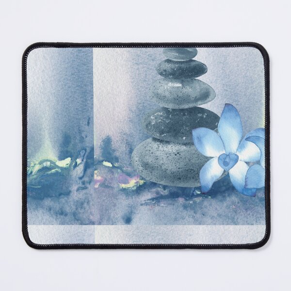 Item preview, Relaxing Zen Rocks Calm Peaceful Cairn With Flower Meditation Spa Collection Watercolor VII designed and sold by Irina Sztukowski.
