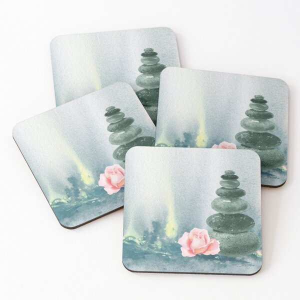 Item preview, Relaxing Zen Rocks Calm Peaceful Cairn With Flower Meditation Spa Collection Watercolor VIII designed and sold by Irina Sztukowski.