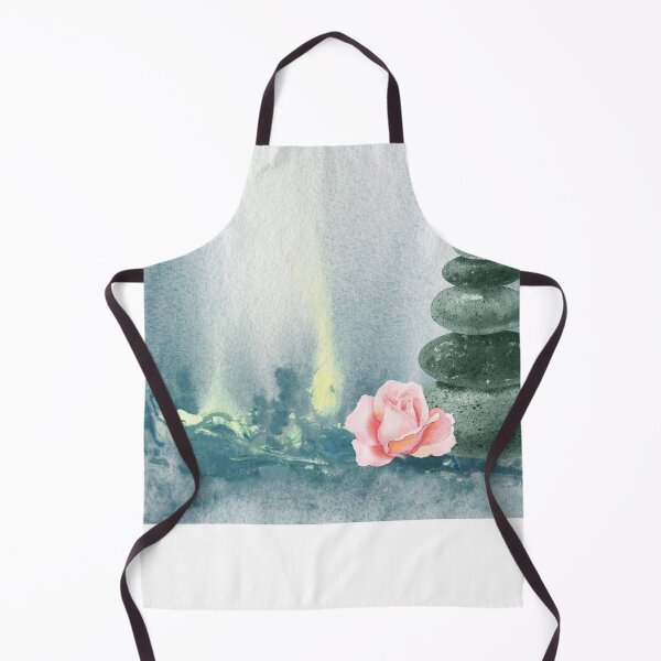 Artikelvorschau, Entspannende Zen-Felsen, ruhiger, friedlicher Steinhaufen mit Blumenmeditation, Spa-Kollektion, Aquarell VIII entworfen und verkauft von Irina Sztukowski.