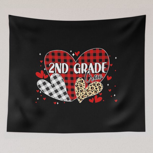 Item preview, Funny Three Leopard Plaid Hearts 2nd Grade Crew Valentines designed and sold by MichaelZaloga.
