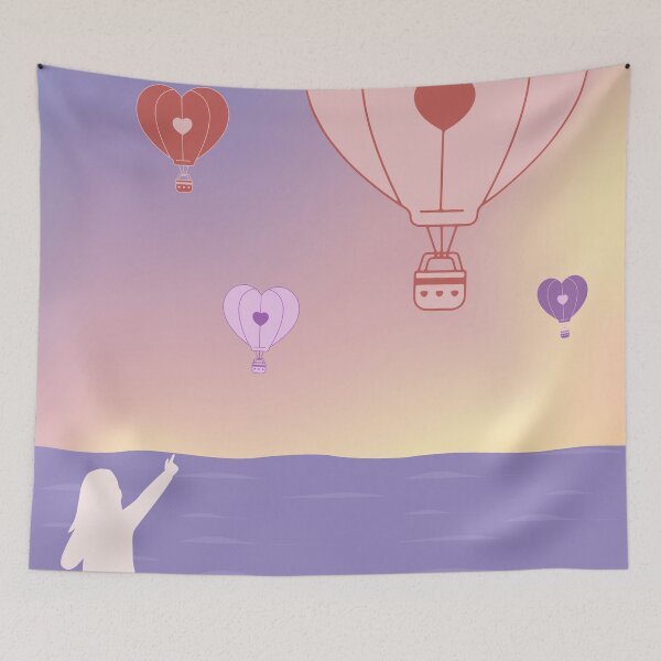 Item preview, pastel hot air balloons on the beach | designed and sold by mochipath.