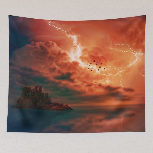 Item preview, Red storm clouds, lightning, stunning designed and sold by Orianah.