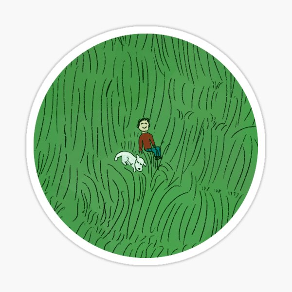 grass, dog, and boi Sticker