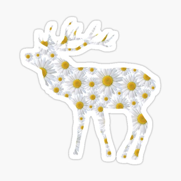 "Deer from daisy flowers, daisy flower, red deer" Sticker by