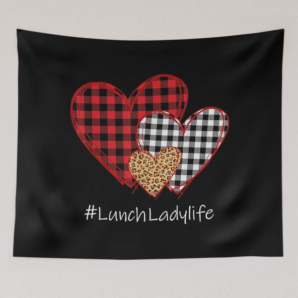 Item preview, Lunch Lady Life Three Hearts Buffalo Plaid Valentine's Day designed and sold by RobertJason.